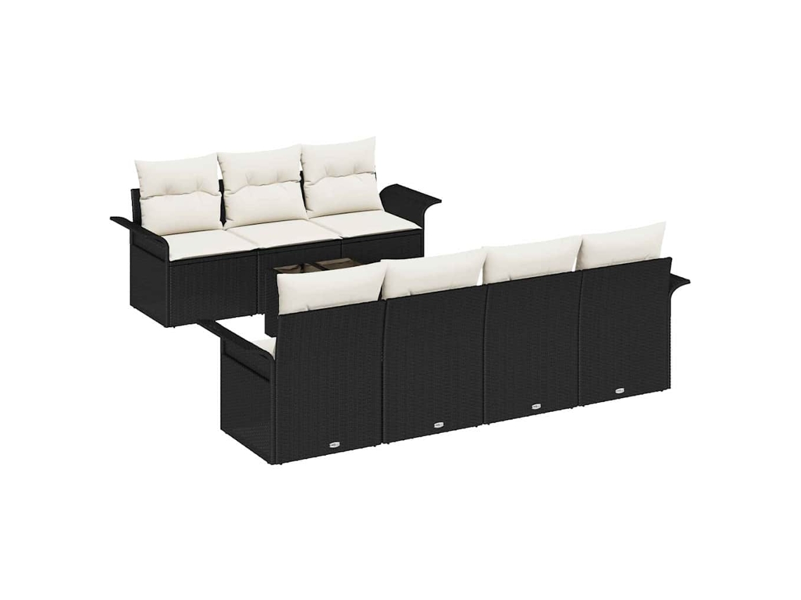 Maison Exclusive - Conjunto De Sofá De Jardim 8 Pcs Preto E Creme Vime Pe
