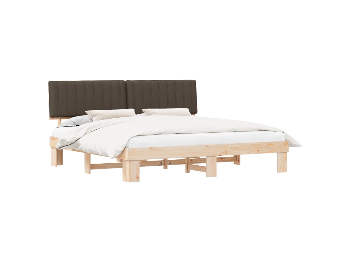 Estrutura de Cama com Cabeceira Estofada Cinzento Acastanhado MAISON EXCLUSIVE