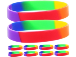 42 pulseiras de silicone confortáveis e elásticas com estampas de arco-íris para decoração de festivais do Orgulho LGBT+