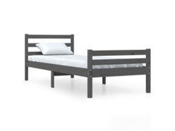 Estrutura de Cama 100x200 Cm Madeira Maciça Cinzento MAISON EXCLUSIVE