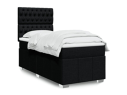 Vidaxl Cama Com Molas/colchão 90x190 Cm Tecido Preto