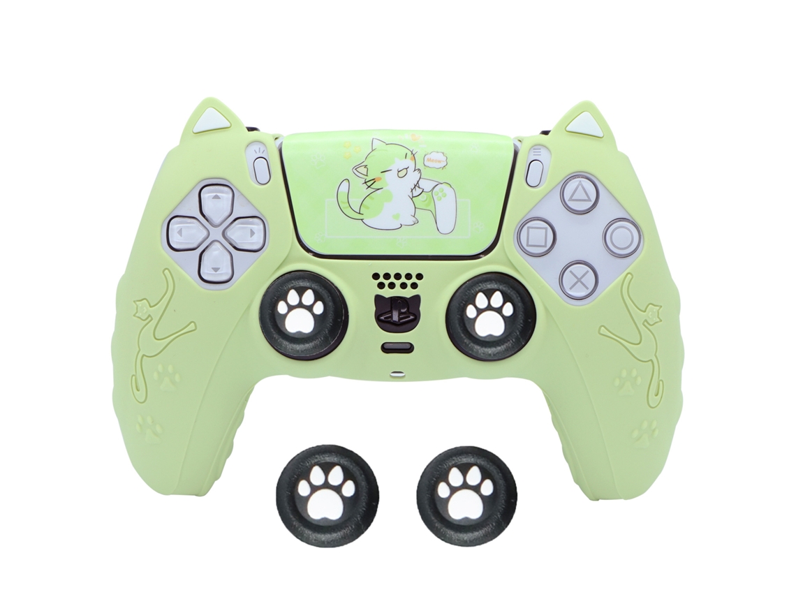 Capa Comando Para Ps5, Capa Protetora De Silicone Com Desenho Animado E Capa Para Joystick E Adesivo (verde Claro) Cuich