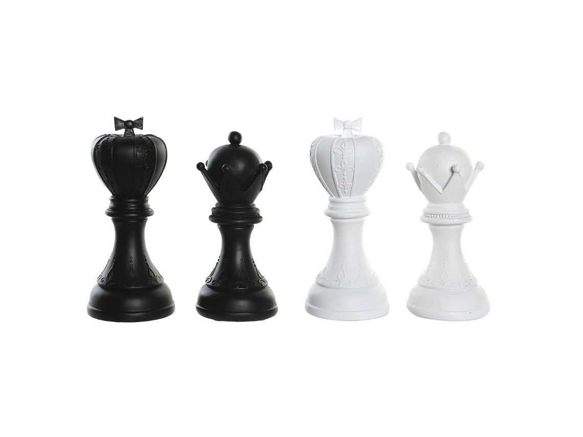 Figura Decorativa DKD HOME DECOR Preto  Fichas de Xadrez Moderno (12 x 12 x 25,5 cm)