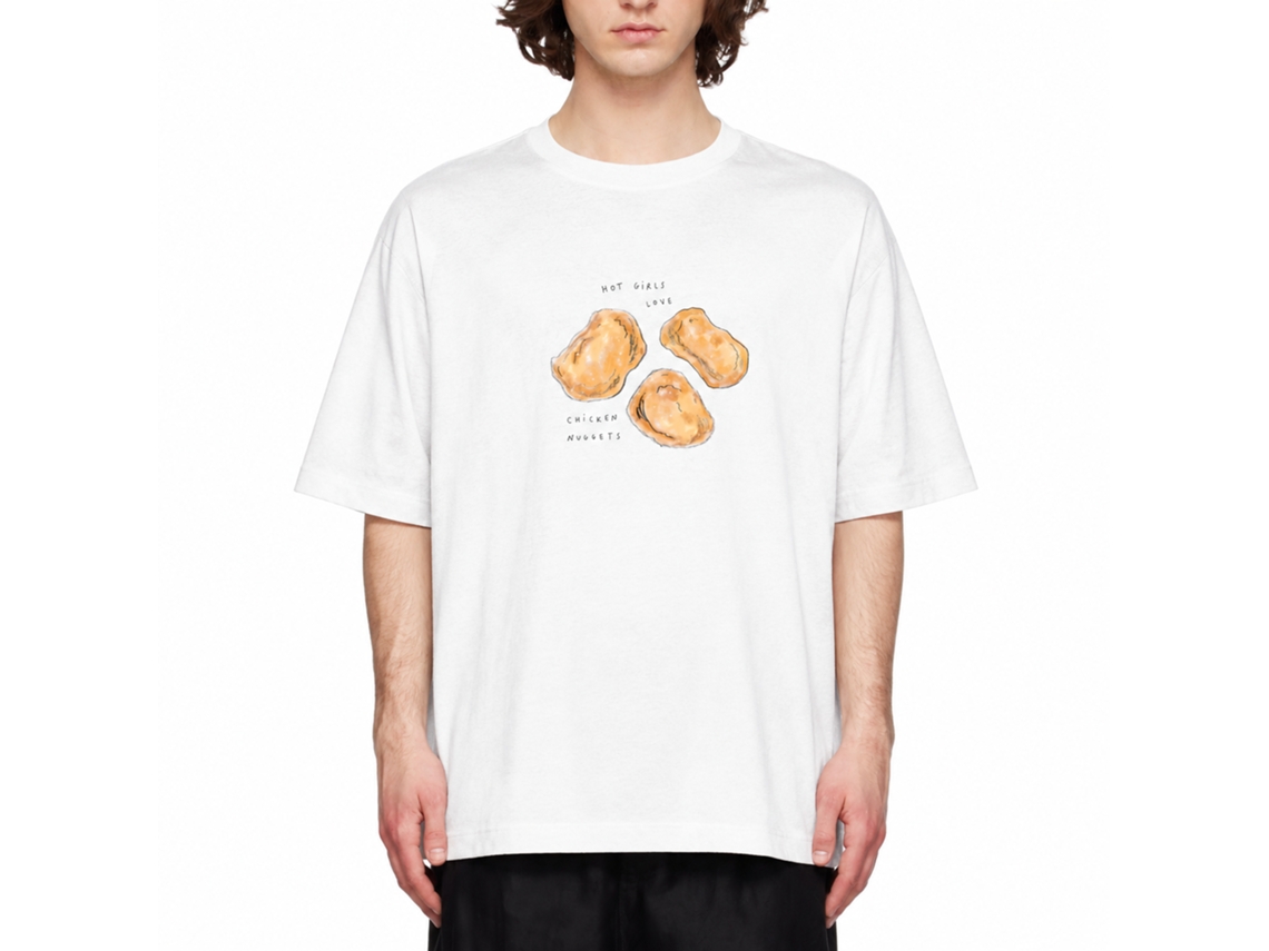 Camiseta Rockinstone Hot Girls Love Chicken Nuggets Lauren Emmett Art - Estilo de Designer Exclusivo