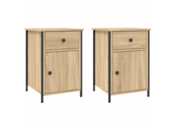 Bedside Cabinet, Bedside Cabinets Vidaxl Marrom Madeira Processada (n/a)