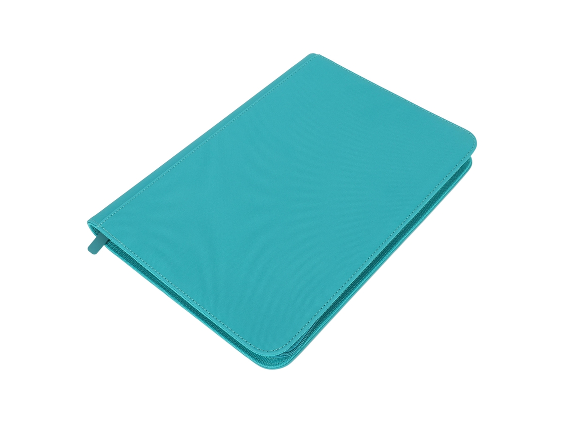 Binder De Cartas Com 9 Bolsos Zíper Fechado Totalmente Pu 360 Bolsos Lateral Para Coleção De Cartas Azul Verde