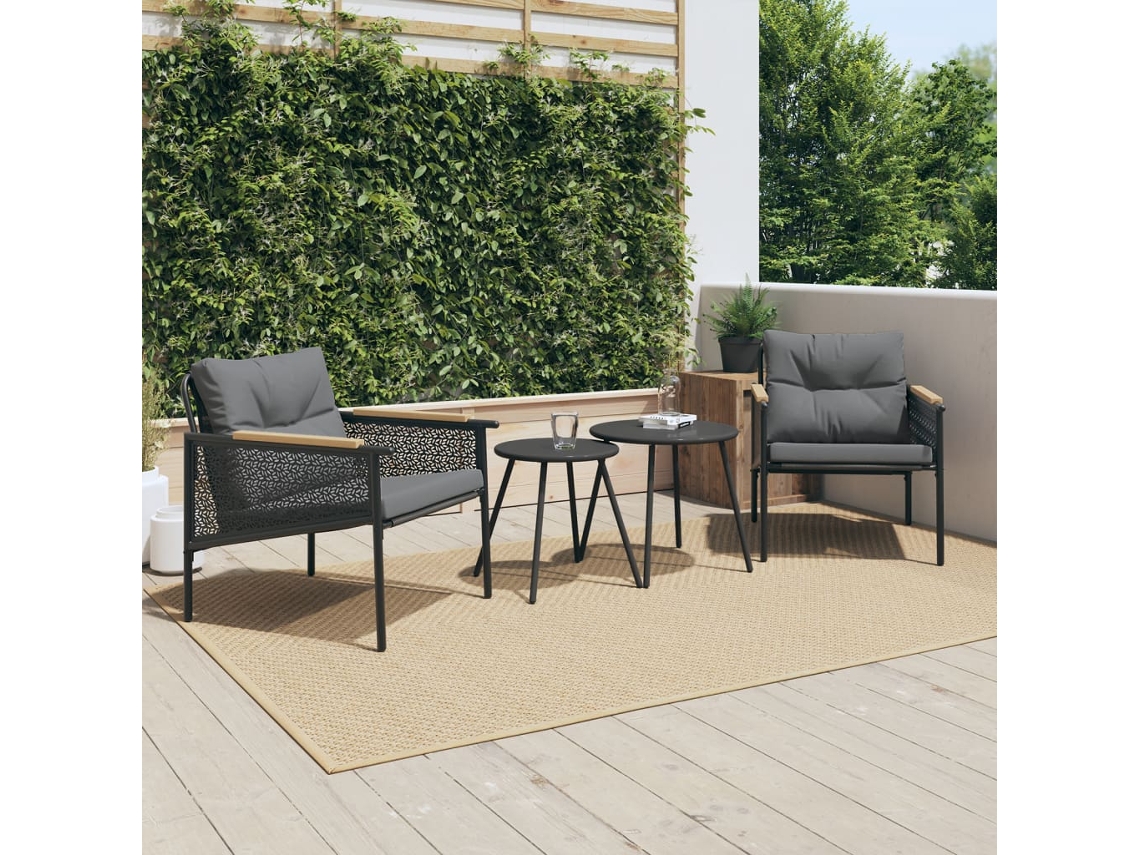 Vidaxl 4 Pcs Conjunto Mobiliário De Varanda Com Almofadões Aço Preto