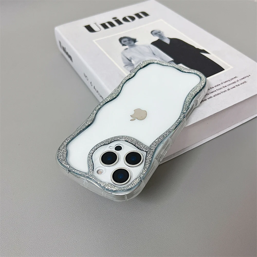 Capa Ondulada Para Iphone 14 Plus (prateada), Transparente, Elegante E Resistente A Impactos.