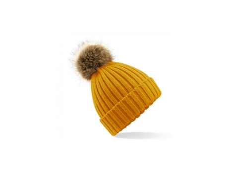 Chapéu de Mulher BEECHFIELD Pompom Falsa Espessa Pele Amarelo (Tamanho Único)
