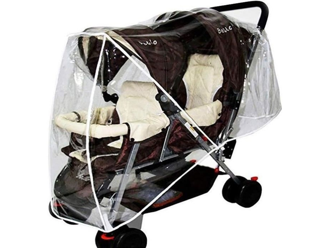 Capa de Chuva para Carrinho de Bebê Duplo, Transparente AQUAFORGE