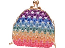 Bolsa De Mão Artesanal Com Alça De Ombro, Vazada, Feita De Contas Acrílicas, Elegante.