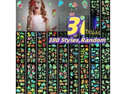 380 Adesivos de Tatuagem Temporária Que Brilham no Escuro para Crianças , Incluindo Vários Desenhos Variados. MDUG (30 Adesivos de Cada)