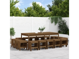 Vidaxl 17 Pcs Conjunto De Jantar Para Jardim Pinho Maciço Castanho-mel