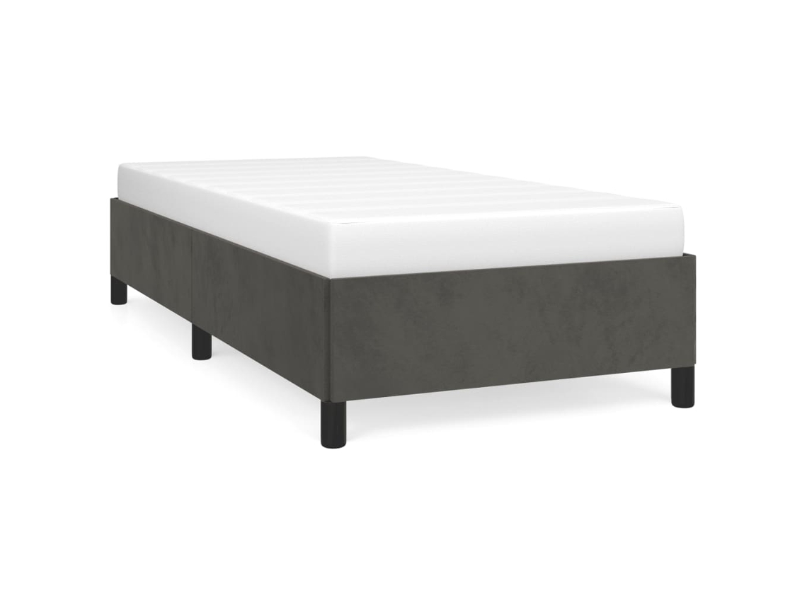 Estrutura de Cama Hanko em Veludo Cinzento Escuro (90x190 cm)