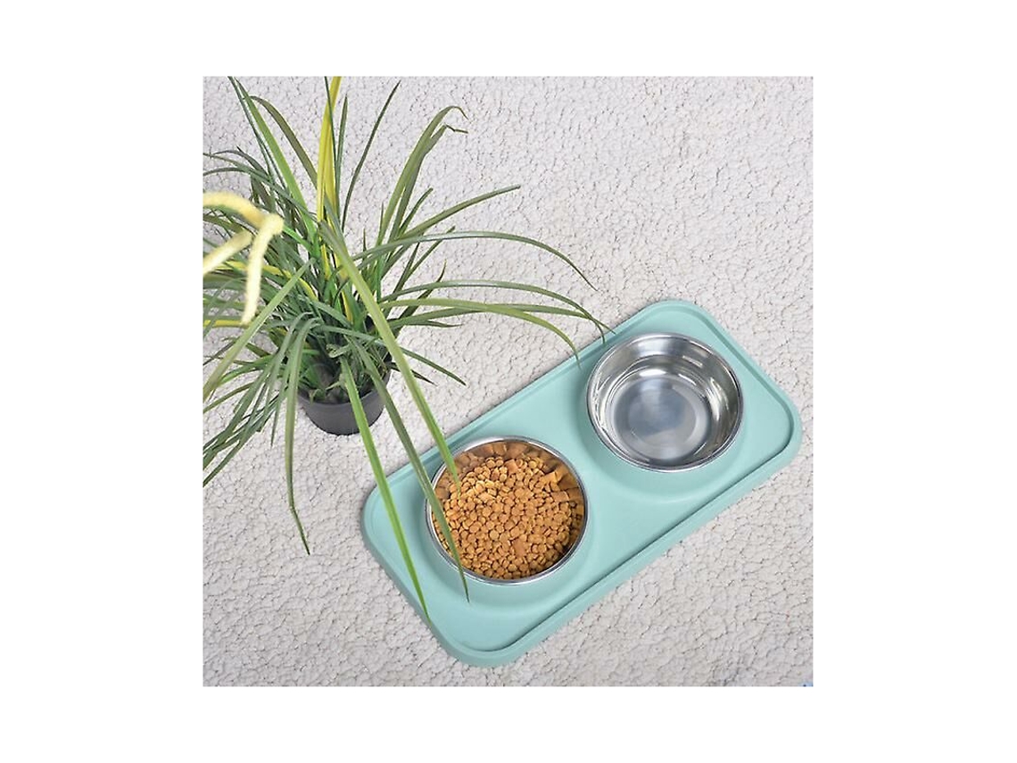 Tigela Dupla Antiderrapante e Impermeável para Animais de Estimação com Bandeja para Alimentos AQUAFORGE