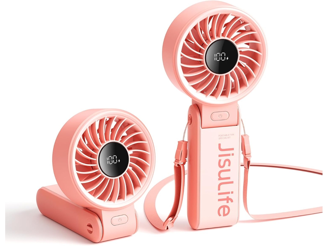 Ventilador De Mão Lalamoli, Visor de Led, Recarregável, 5 Velocidades, Ventilador Portátil 3 Em 1 Para Viagens, Cruzeiros E Praia do Rosa 3600mah