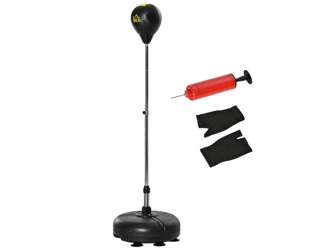 Saco de Boxe em Pé com Altura Ajustável em 4 Níveis,base Recheável,luvas e Inflador Ø45x133 151cm Preto BTFORUS
