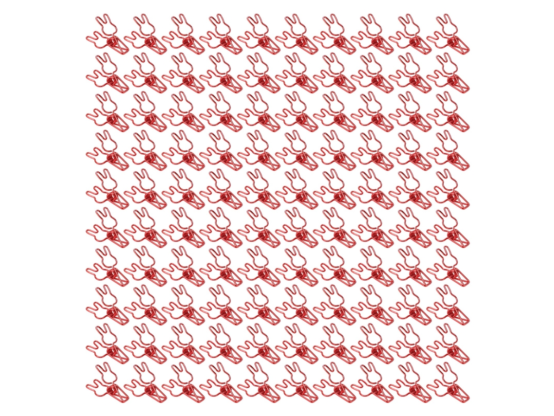 100 Pinças de Pasta Mini em Forma de Coelho, Carga Forte, Metálicas para Escritório, Documentos, Vermelho