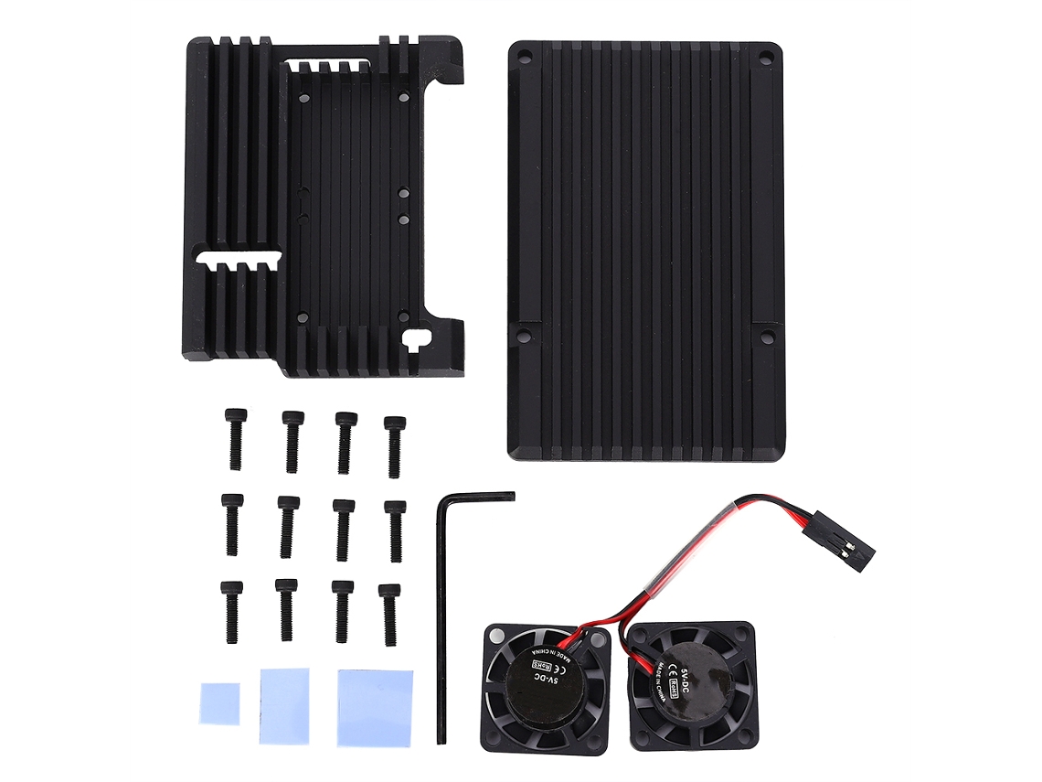 Dissipador Alumínio com 2 Ventoinhas para Raspberry Pi 3 2b 3b