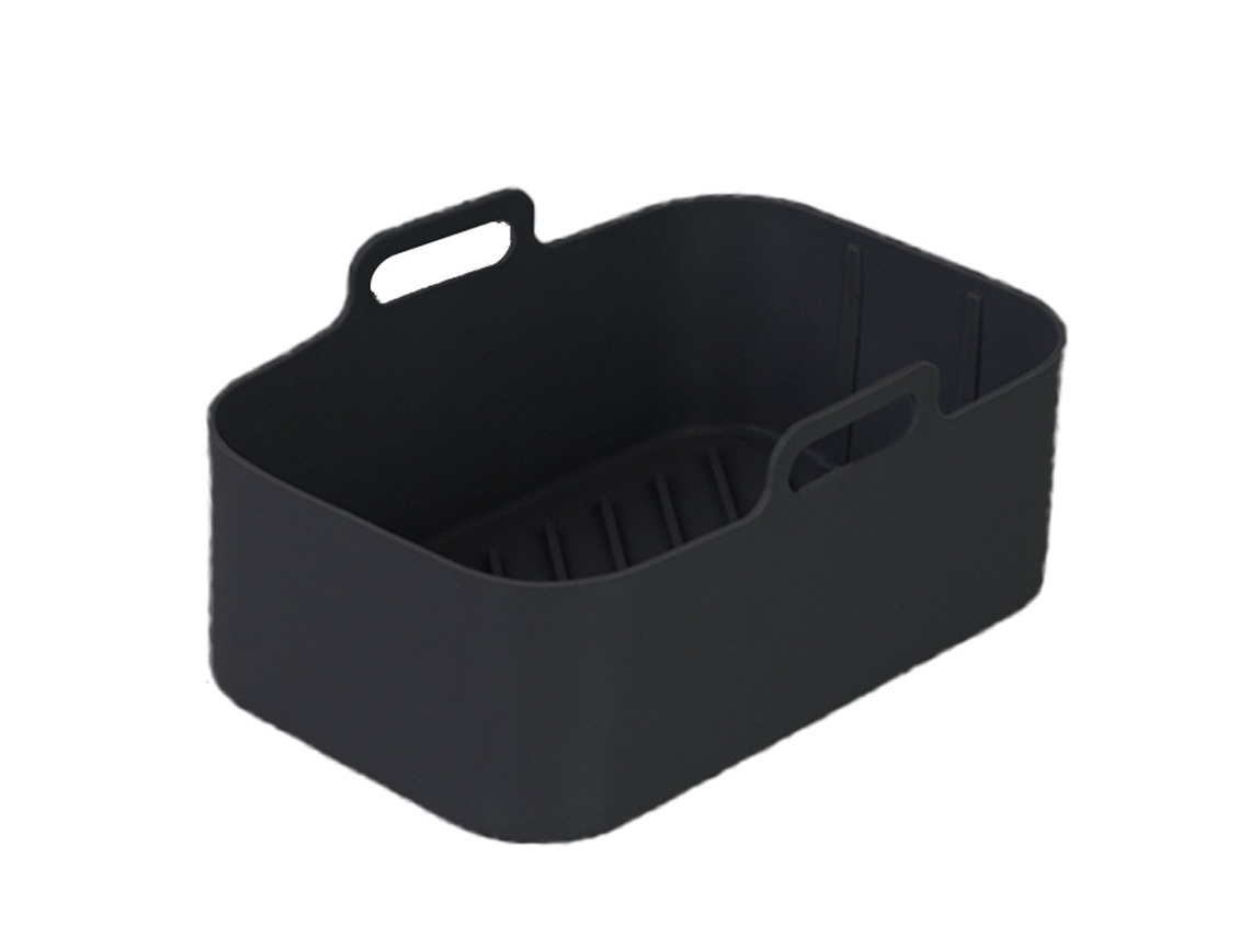 Elysve Cesta De Silicone Para Fritadeira Prática E Resistente Preta