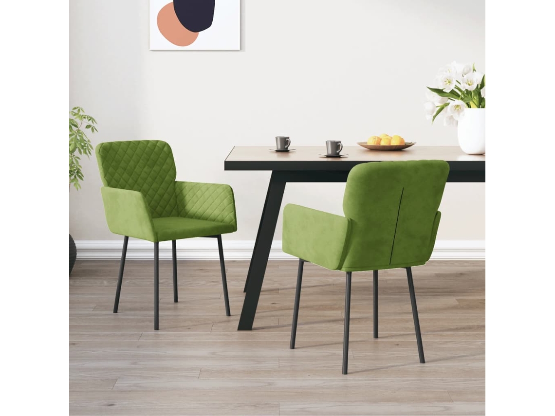 Vidaxl Cadeiras De Jantar 2 Pcs Veludo Verde-claro
