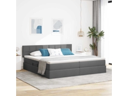 Vidaxl Cama Com Arrumação E Colchão Cinza Escuro 200 X 200 Cm Veludo
