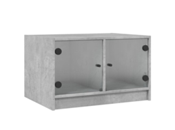 Mesa de Centro com Portas de Vidro 68x50x42 cm Cinza Cimento MAISON EXCLUSIVE