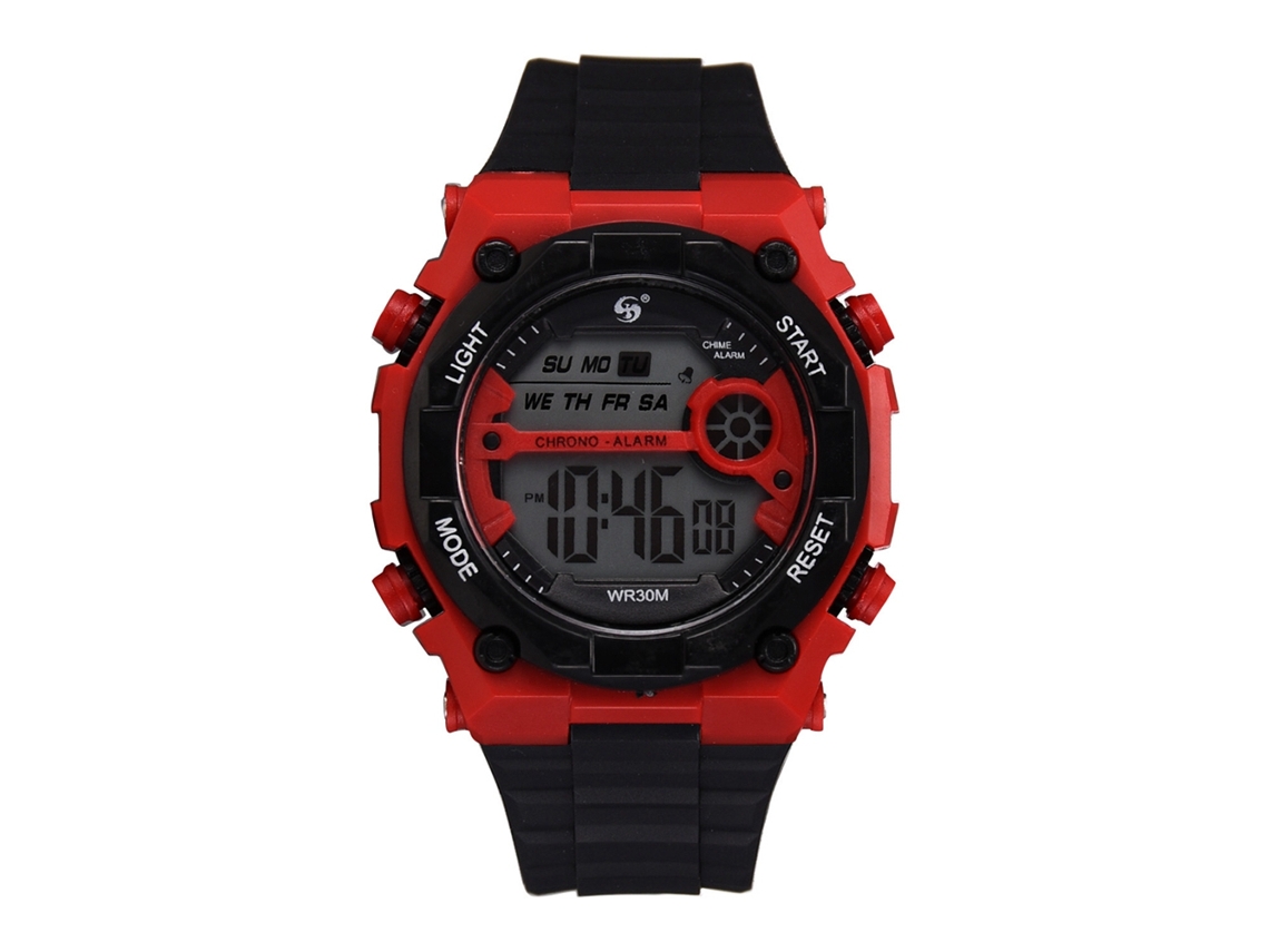 Relógio casual moderno para homens e estudantes com pulseira de silicone à prova d'água, vermelho.