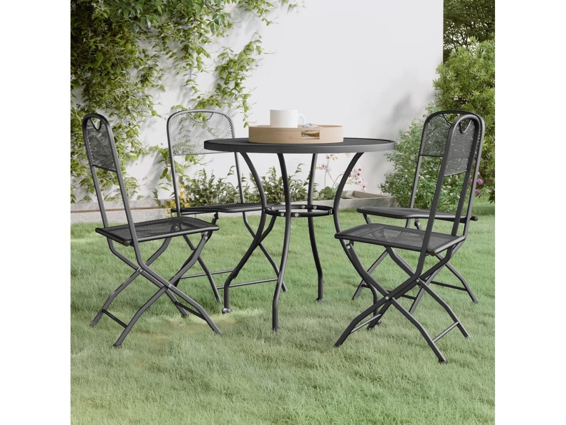 Vidaxl 5 Pcs Conj. De Jantar P/ Jardim Malha Metal Expandido Antracite
