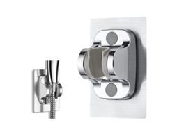 Soporte De Ducha Ajustable Sin Taladrar, Montaje En Pared, Material Abs, Color Plata, Carga Fuerte