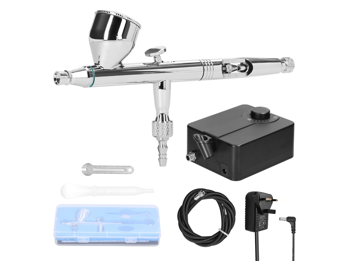 Kit Compressor de Ar com Airbrush 0.3mm Profissional para Maquiagem e Arte 30psi