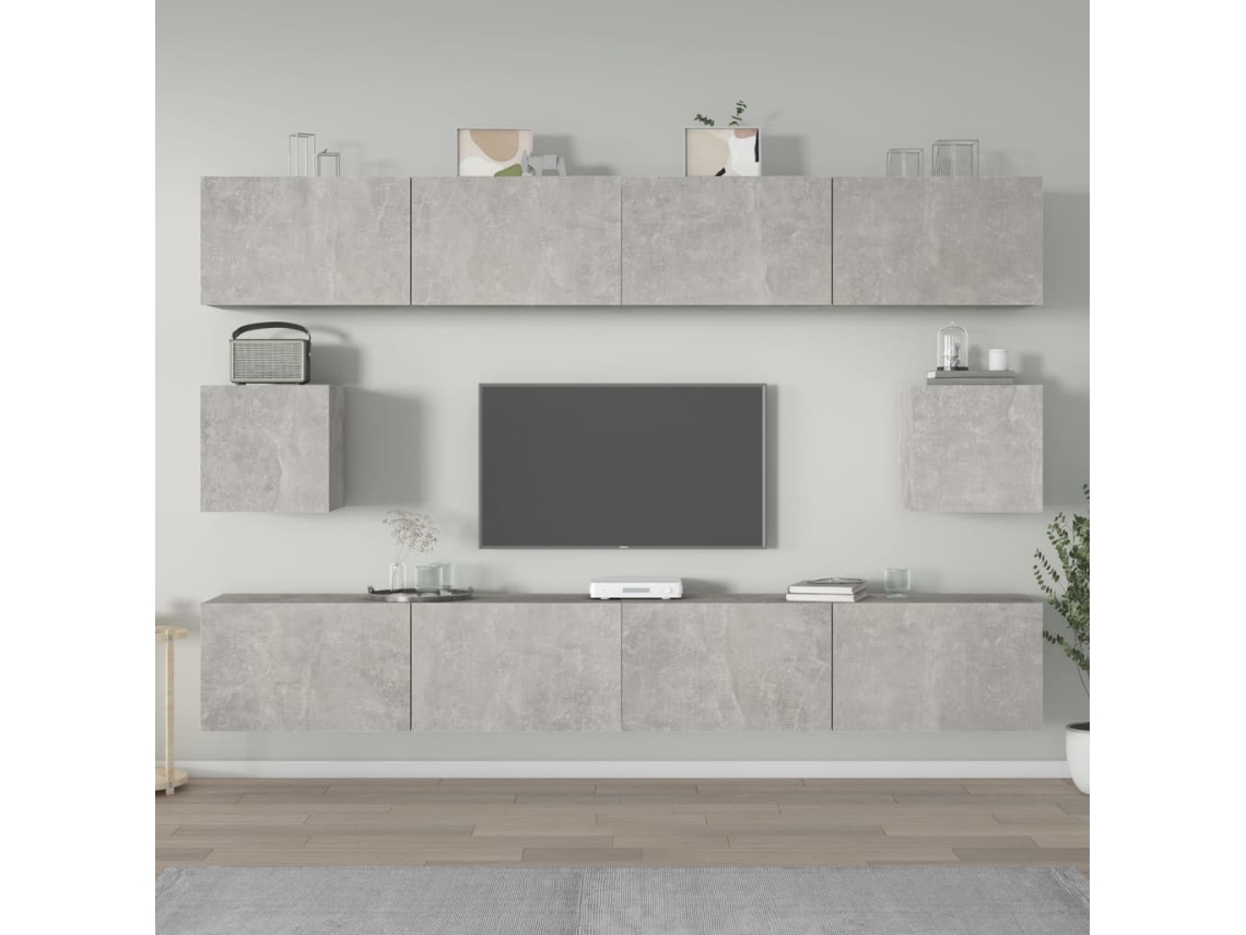 Vidaxl Conjunto Móveis De Tv 6 Pcs Madeira Processada Cinzento Cimento