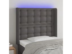 Vidaxl Cabeceira Cama C/ Led 83x16x118/128cm Couro Artificial Cinzento