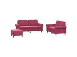 Conjunto de 3 sofás com almofadões veludo vermelho tinto MAISON EXCLUSIVE