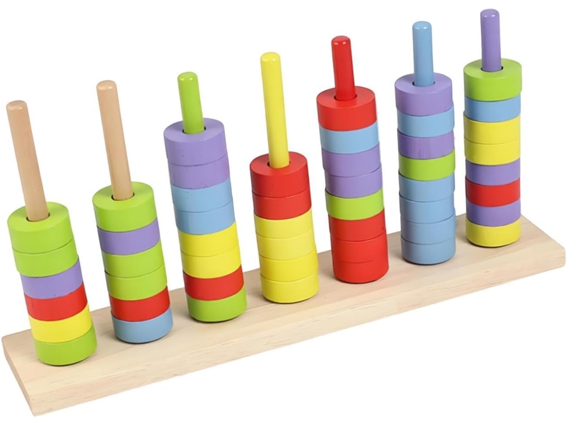 Conjunto De Brinquedos Madeira Para Empilhar E Classificar, Com