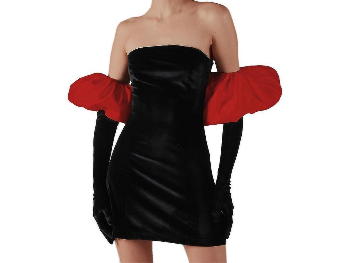 2026 vestido Sexy Bodycon de Manga Volante com Luvas para Mulher Bme S Rojo