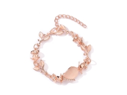 Pulseira De Folha De Ouro Rosa Liga Delicada Presente De Casamento Acessório Feminino