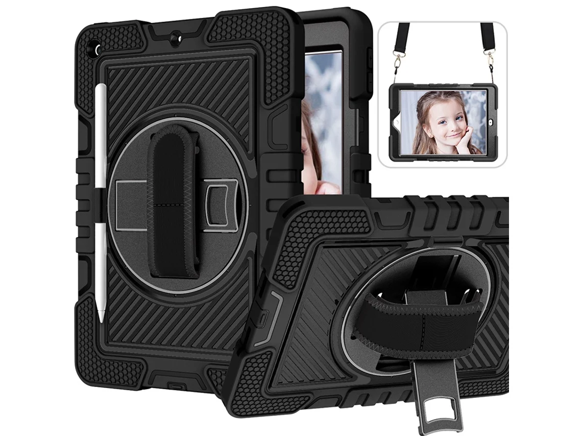 Capa Protetora Com Alça De Ombro E Suporte Giratório Para Tablet Preta - Tab S6 Lite P610