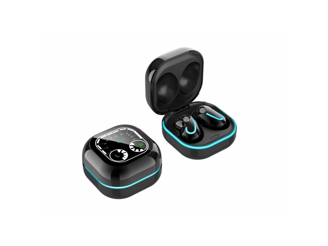 Auriculares Bluetooth True Wireless Luz de Respiração Exibição de Horário 5.1 Mini Touch Control Preto