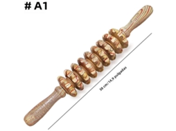 (modelo A1) Massageador De Madeira Com Rolos De Três Pontos, Para Fáscia E Celulite.
