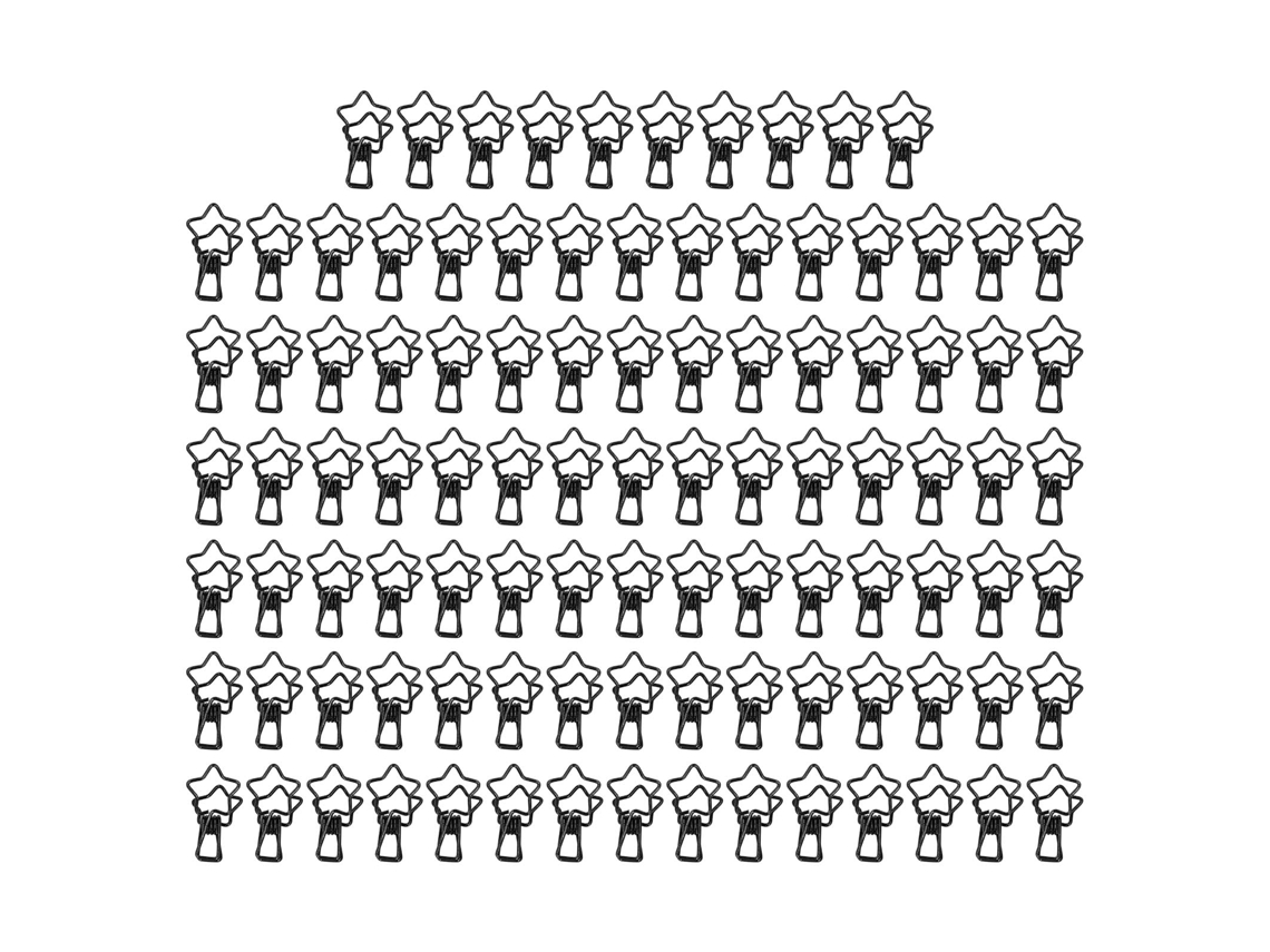 100 Pequenos Clipes De Metal Em Forma De Estrela Para Documentos, Certificados, Ingressos E Roupas, Cor Preta.