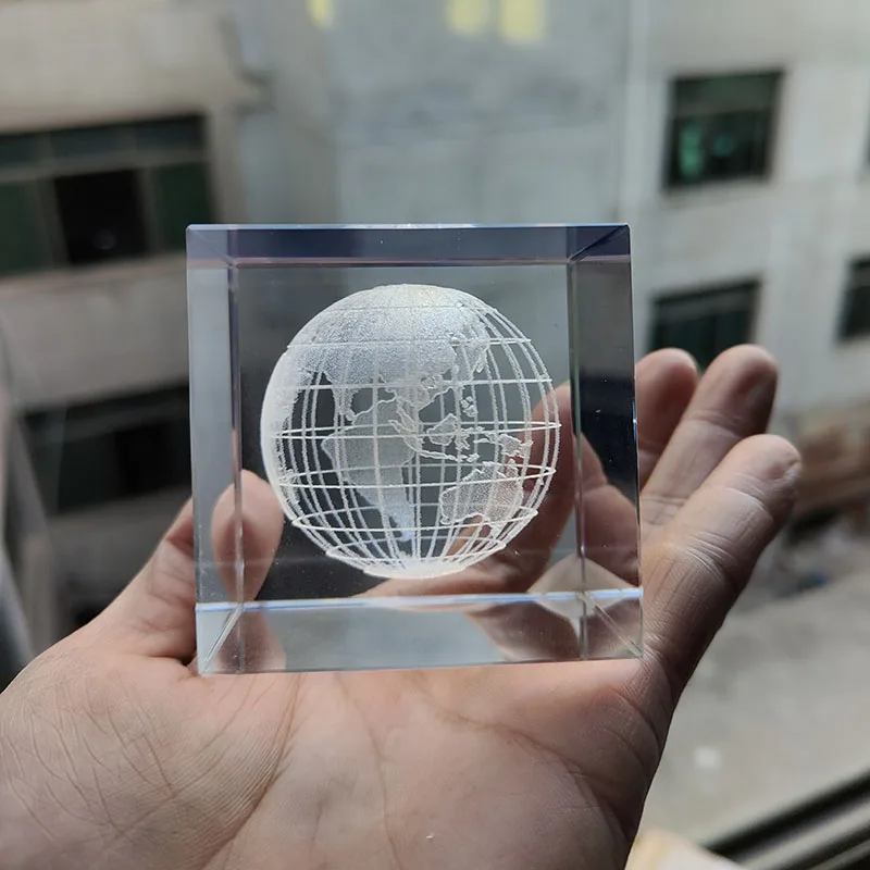 Cubo de Cristal Quadrado com Gravação a Laser 3d Série Astronômica Ornamento Artesanal MDUG (estilo 3 40mm)