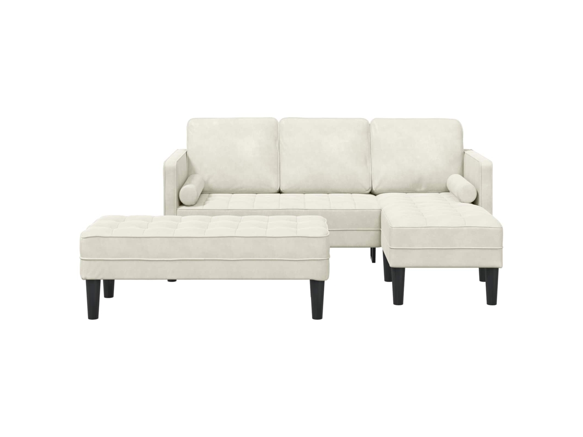 Conjunto de Sofás com Almofada 2 Pcs Creme Poliéster MAISON EXCLUSIVE