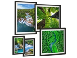 Conjunto De Pinturas Cachoeiras Paisagens Verdes Espelharte (5 Peças)