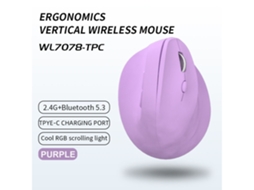 Mouse Ergonômico Sem Fio 4800 Dpi Roxo