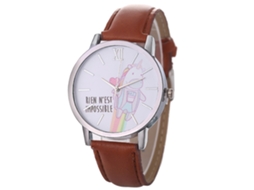 Reloj De Pulsera De Aleación Con Dial Redondo Analógico Para Parejas Café