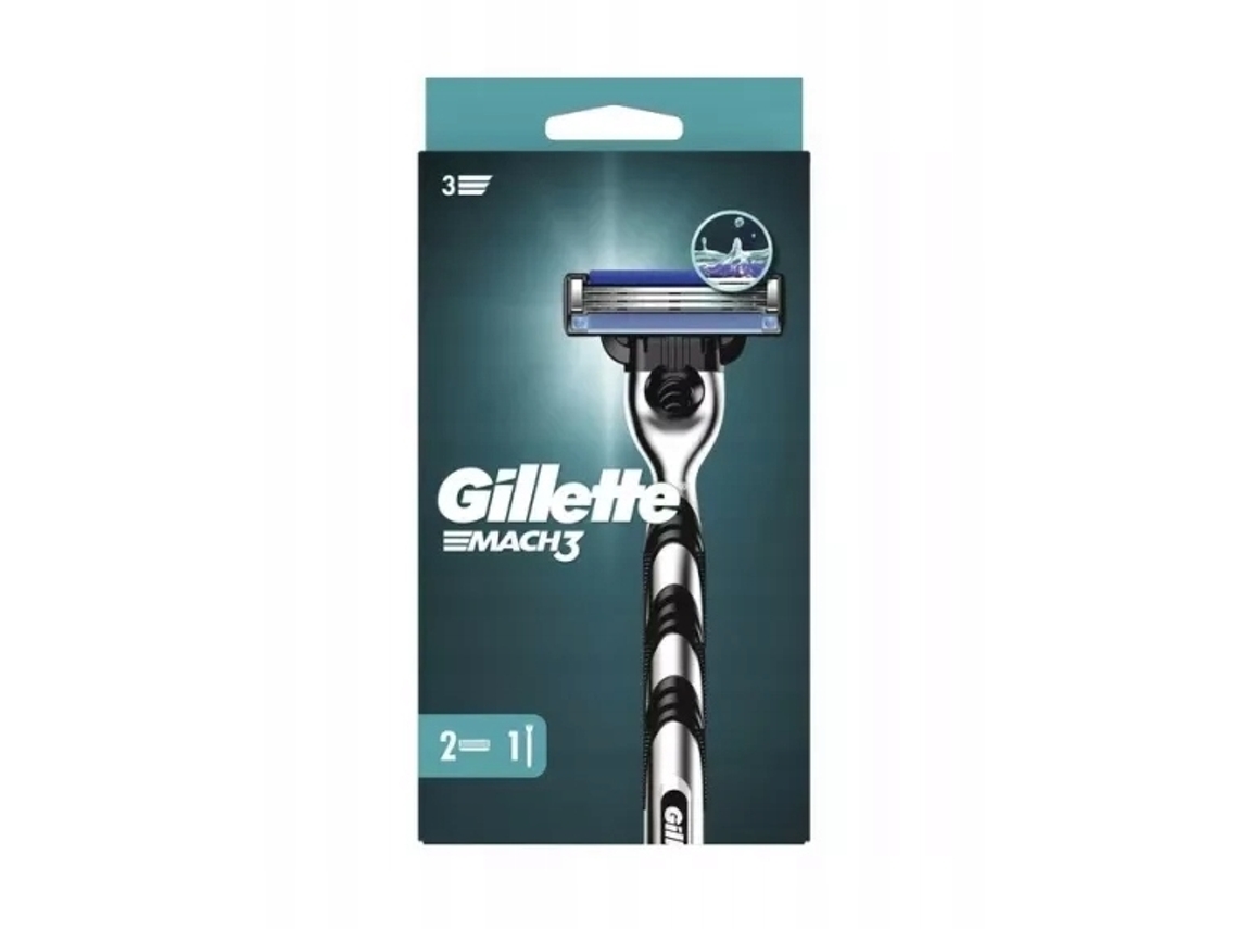 Máquina de barbear Mach 3 com cabo e 2 lâminas Gillette