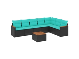Conjunto de Sofá de Jardim, 9 Peças, Almofadas, Rattan Marrom MAISON EXCLUSIVE