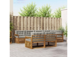 Vidaxl Conjunto De Sofás Para Exterior 7 Unid. Cinza Natural E Claro