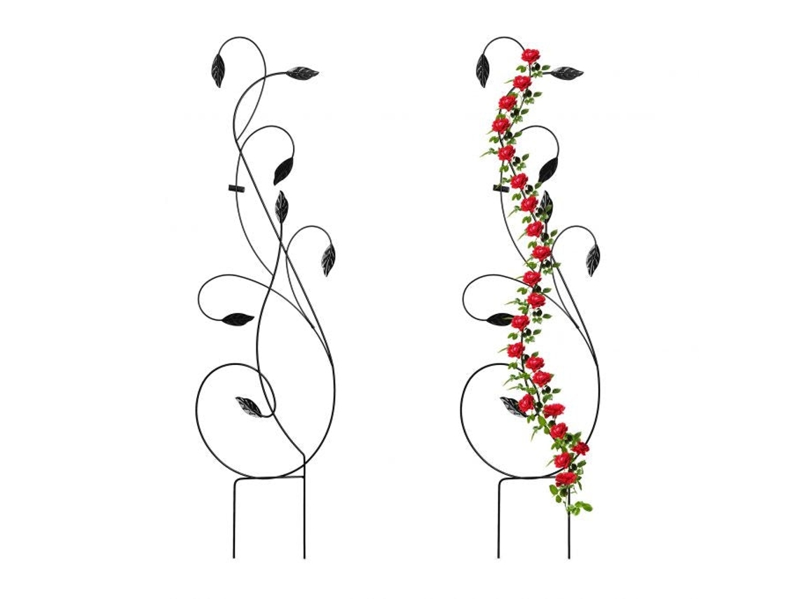 Conjunto De 2 Treliças Metálicas Pretas Para Plantas Trepadeiras, 150 X 40 Cm
